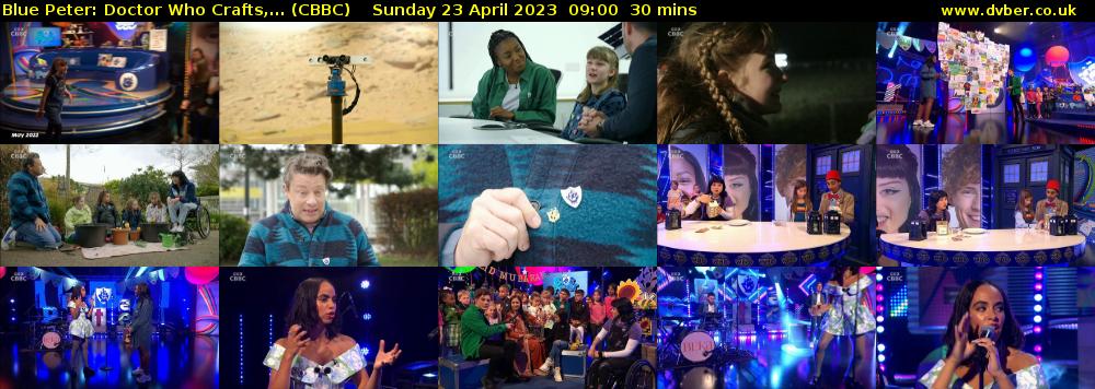 Blue Peter: Doctor Who Crafts,... (CBBC) Sunday 23 April 2023 09:00 - 09:30
