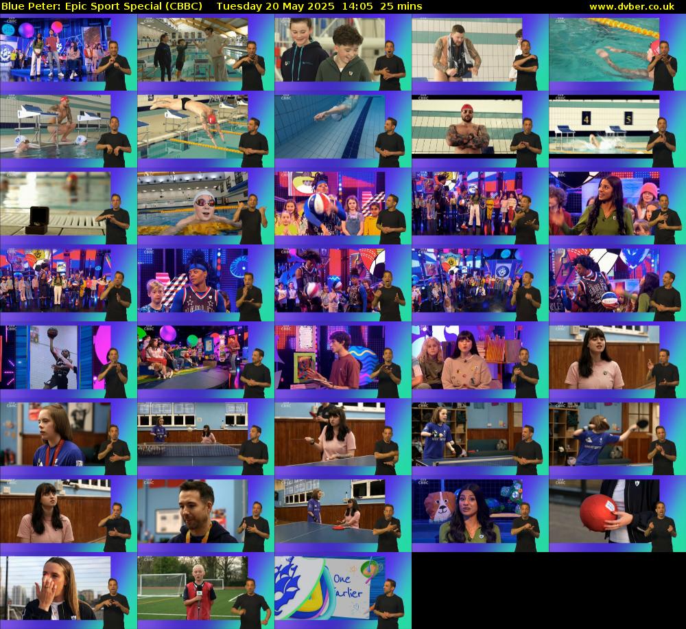 Blue Peter: Epic Sport Special (CBBC) Tuesday 20 May 2025 14:05 - 14:30