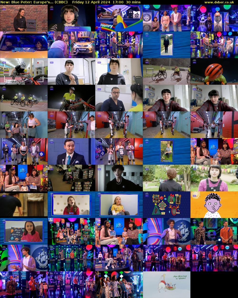 Blue Peter: Europe's... (CBBC) Friday 12 April 2024 17:00 - 17:30