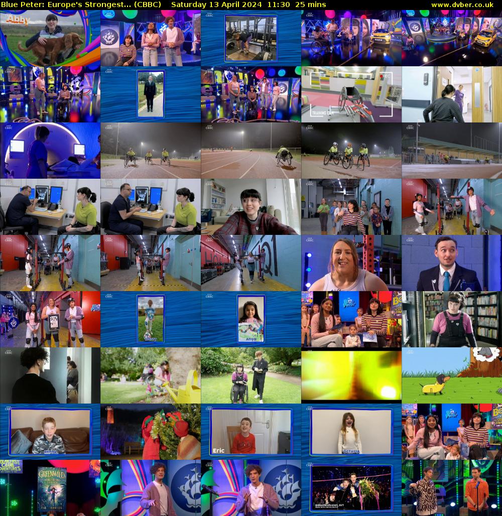 Blue Peter: Europe's Strongest... (CBBC) Saturday 13 April 2024 11:30 - 11:55