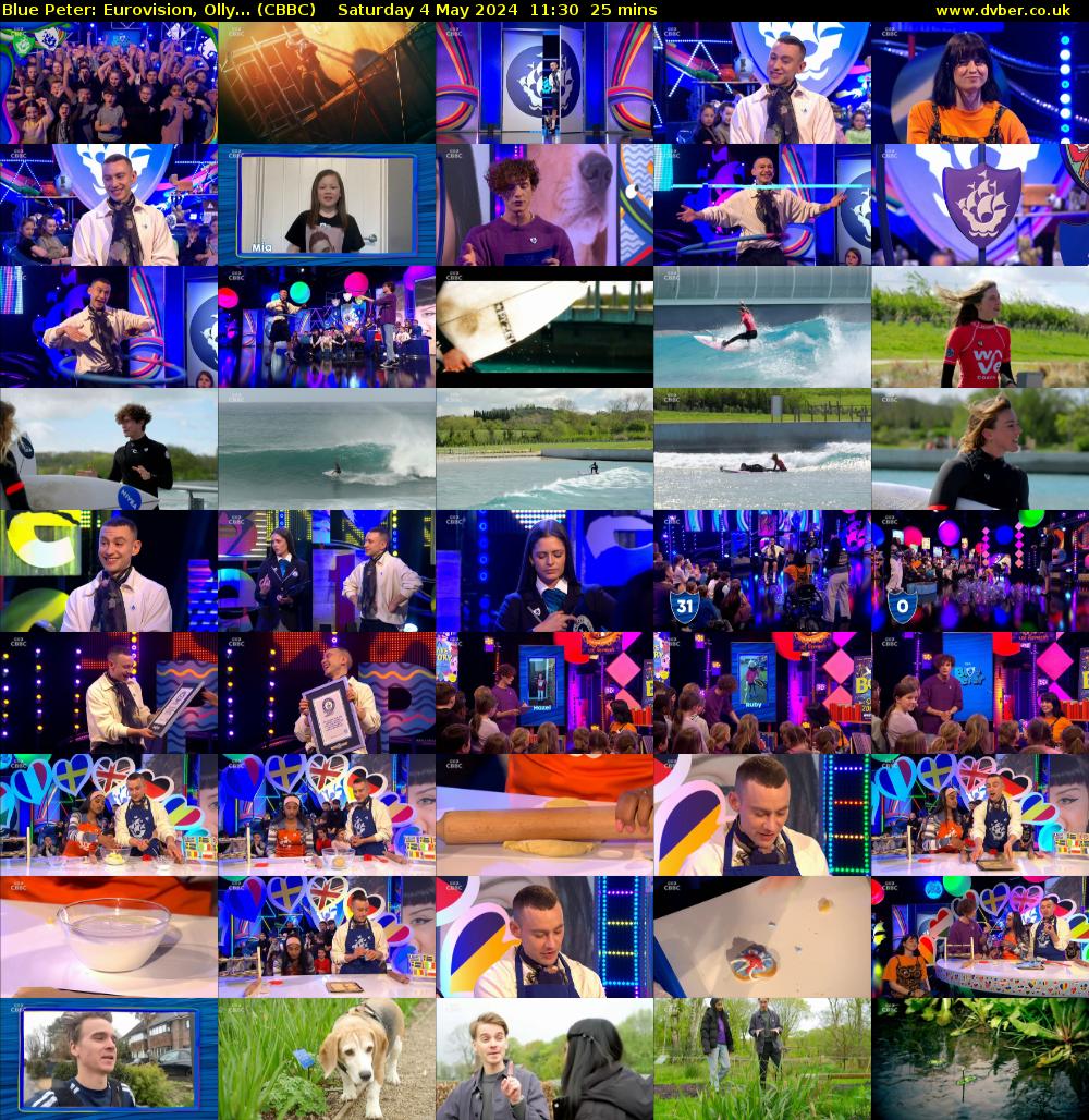 Blue Peter: Eurovision, Olly... (CBBC) Saturday 4 May 2024 11:30 - 11:55
