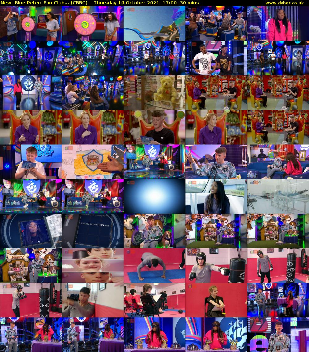 Blue Peter: Fan Club... (CBBC) Thursday 14 October 2021 17:00 - 17:30