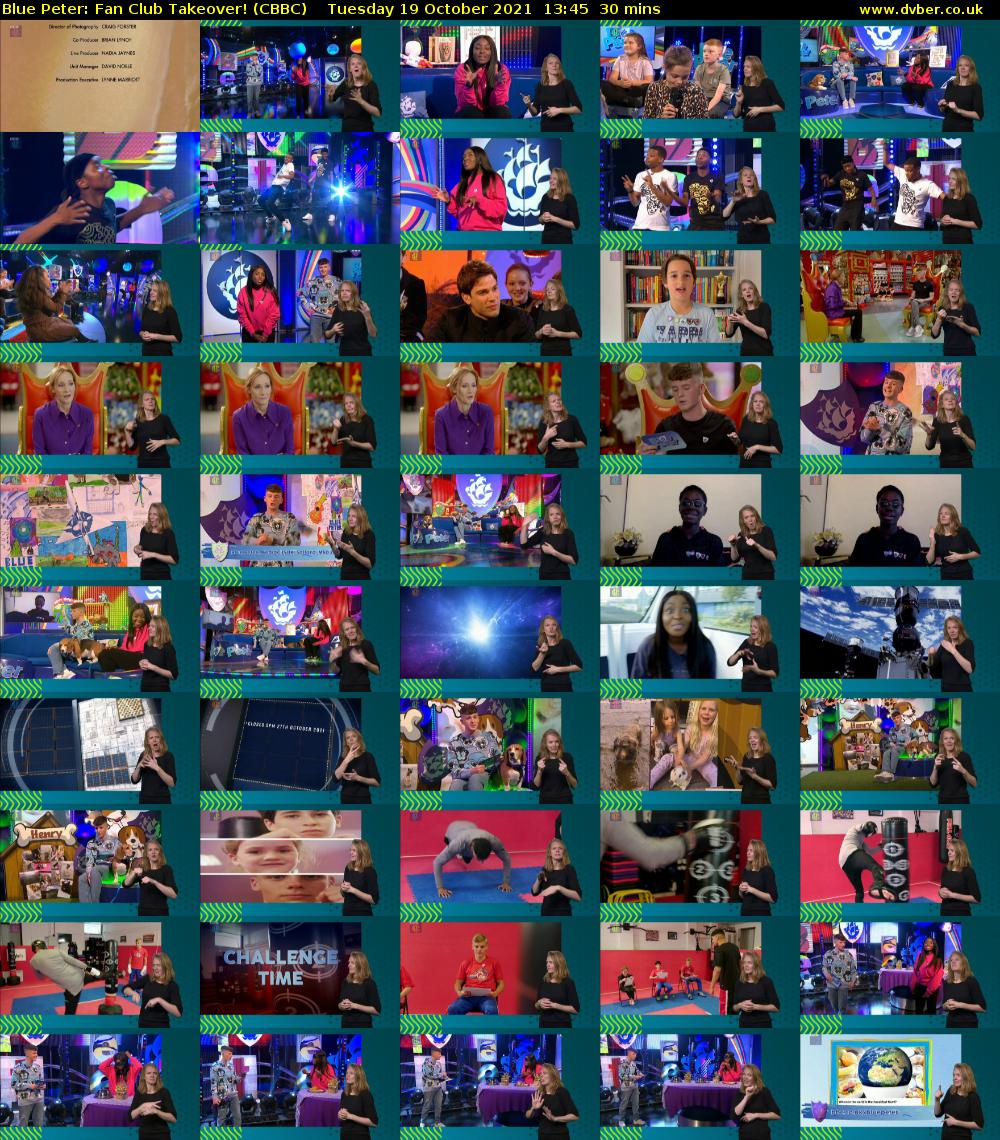Blue Peter: Fan Club Takeover! (CBBC) Tuesday 19 October 2021 13:45 - 14:15