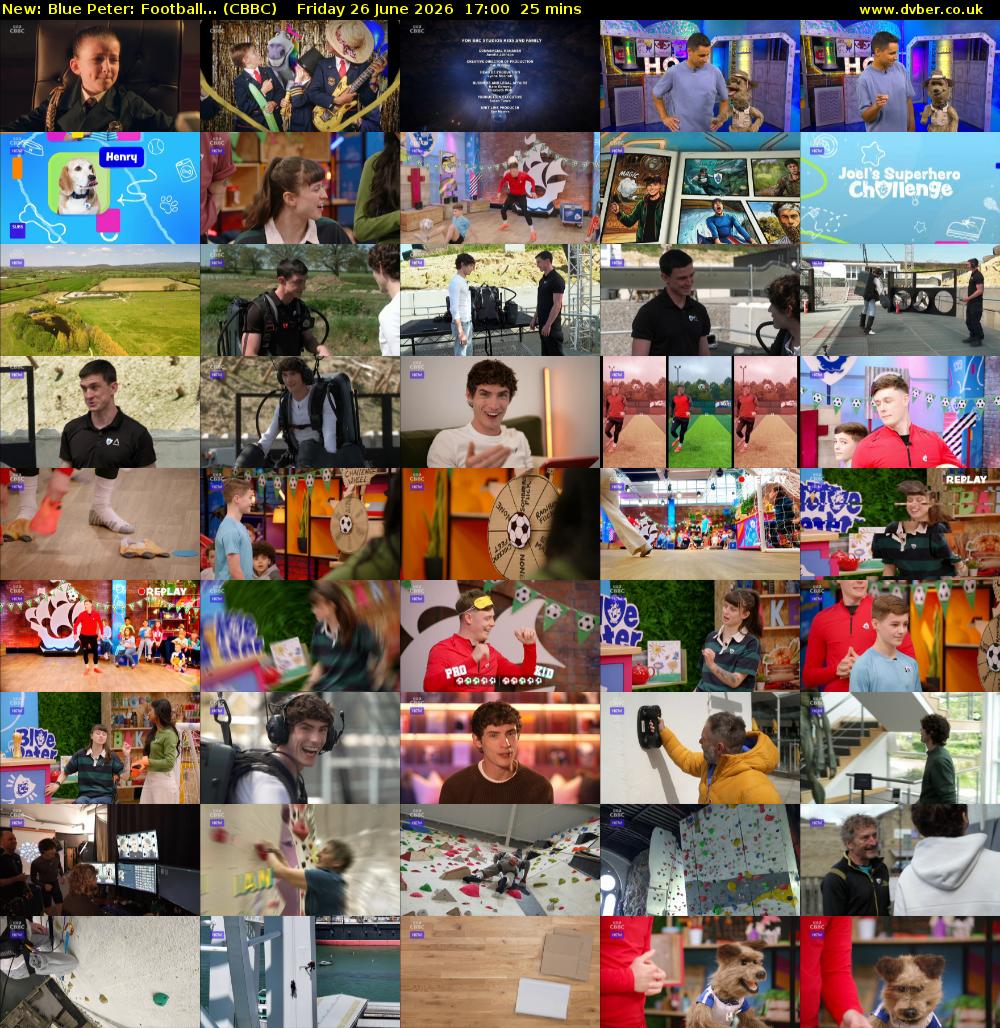 Blue Peter: Football... (CBBC) Friday 26 June 2026 17:00 - 17:25