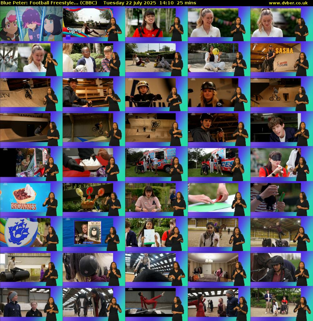 Blue Peter: Football Freestyle... (CBBC) Tuesday 22 July 2025 14:10 - 14:35