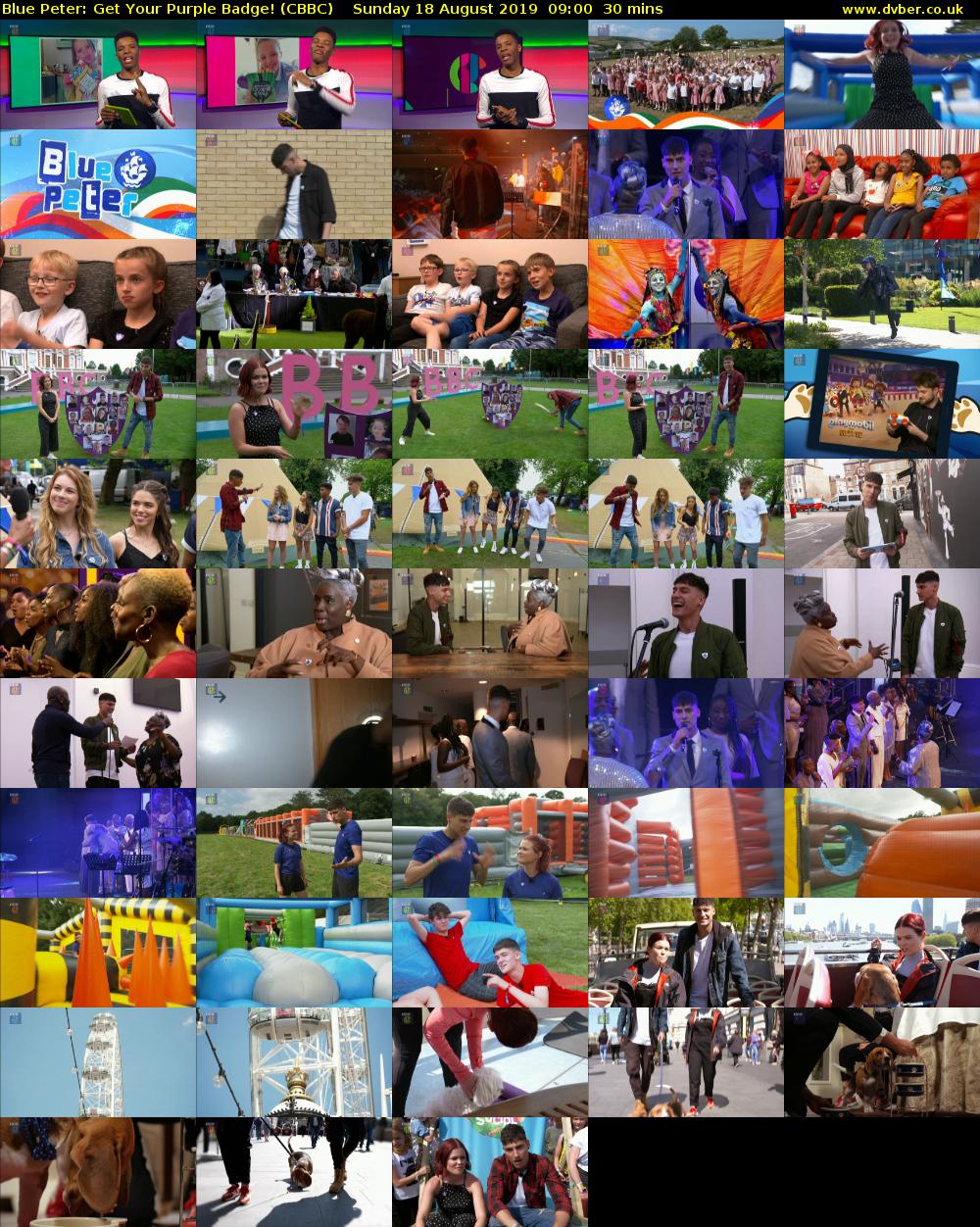 Blue Peter: Get Your Purple Badge! (CBBC) Sunday 18 August 2019 09:00 - 09:30