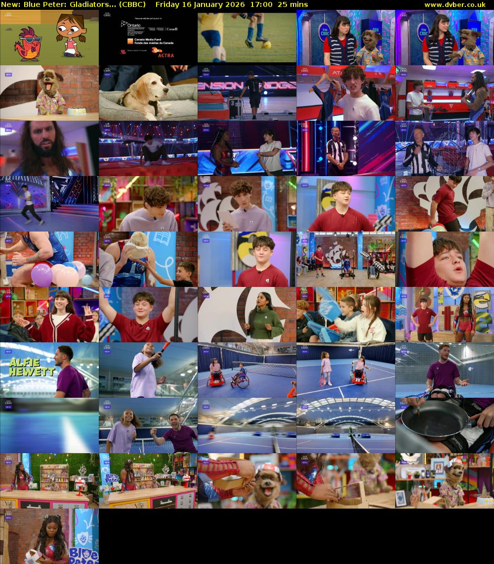 Blue Peter: Gladiators... (CBBC) Friday 16 January 2026 17:00 - 17:25