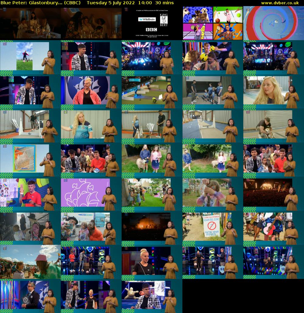 Blue Peter: Glastonbury... (CBBC) Tuesday 5 July 2022 14:00 - 14:30