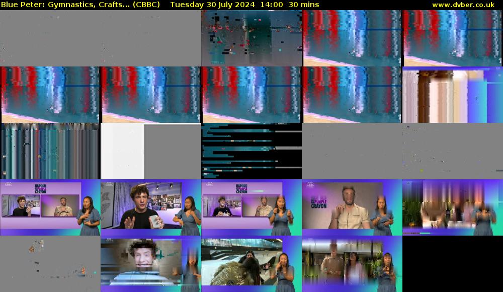 Blue Peter: Gymnastics, Crafts... (CBBC) Tuesday 30 July 2024 14:00 - 14:30