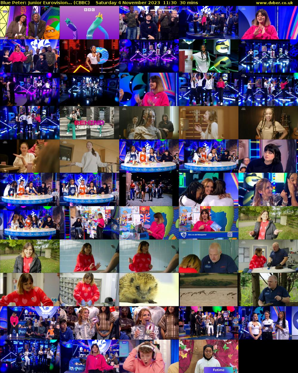 Blue Peter: Junior Eurovision... (CBBC) Saturday 4 November 2023 11:30 - 12:00