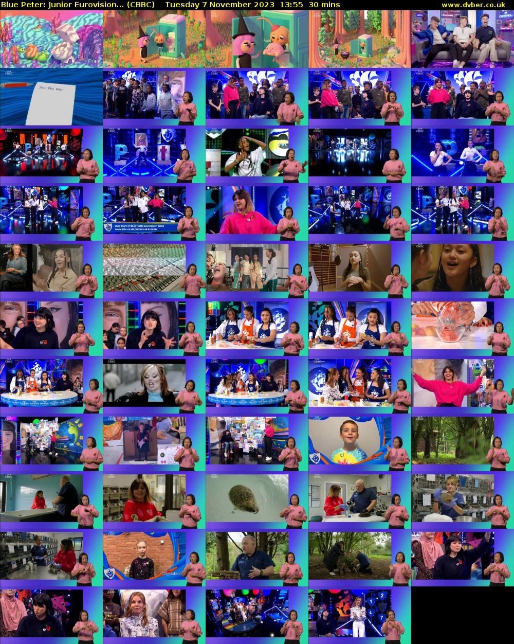 Blue Peter: Junior Eurovision... (CBBC) Tuesday 7 November 2023 13:55 - 14:25