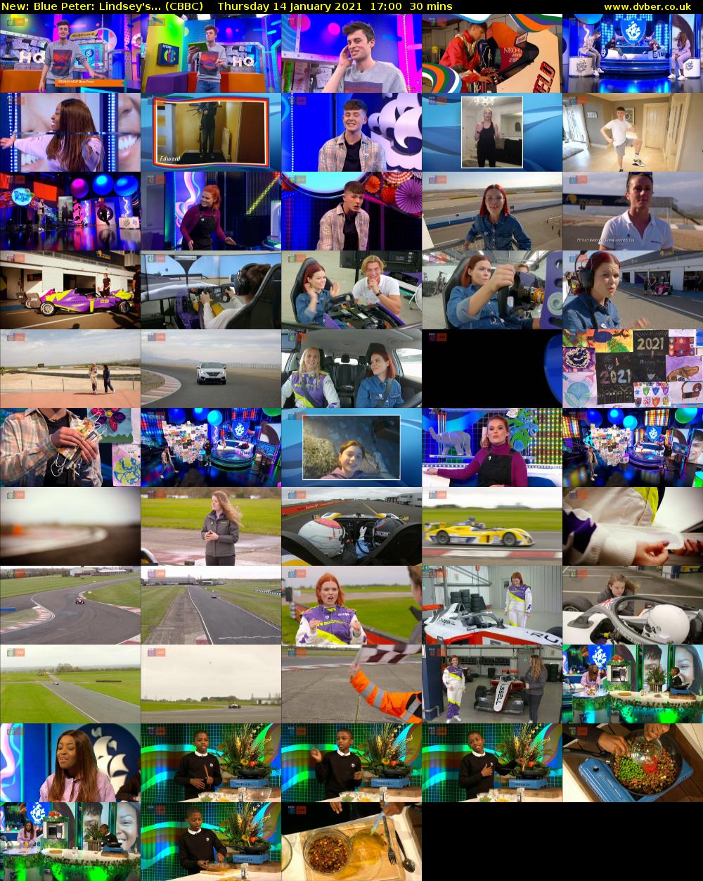 Blue Peter: Lindsey's... (CBBC) Thursday 14 January 2021 17:00 - 17:30