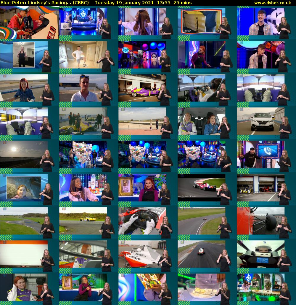Blue Peter: Lindsey's Racing... (CBBC) Tuesday 19 January 2021 13:55 - 14:20