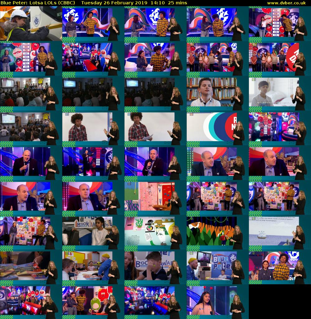 Blue Peter: Lotsa LOLs (CBBC) Tuesday 26 February 2019 14:10 - 14:35