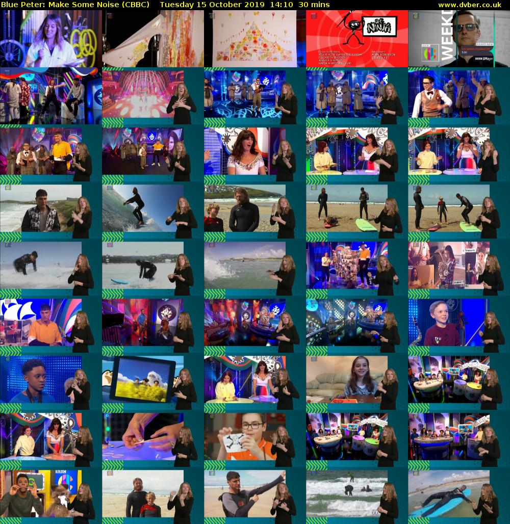 Blue Peter: Make Some Noise (CBBC) Tuesday 15 October 2019 14:10 - 14:40
