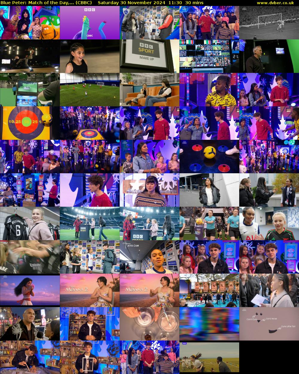 Blue Peter: Match of the Day,... (CBBC) Saturday 30 November 2024 11:30 - 12:00