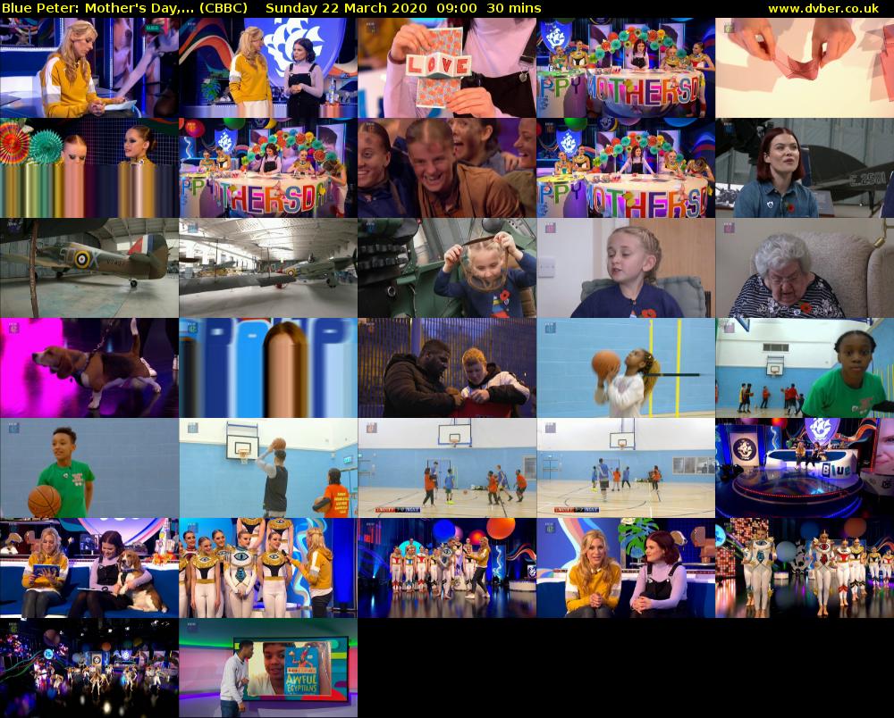 Blue Peter: Mother's Day,... (CBBC) Sunday 22 March 2020 09:00 - 09:30