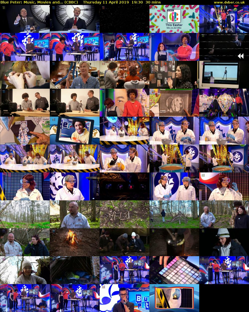 Blue Peter: Music, Movies and... (CBBC) Thursday 11 April 2019 19:30 - 20:00