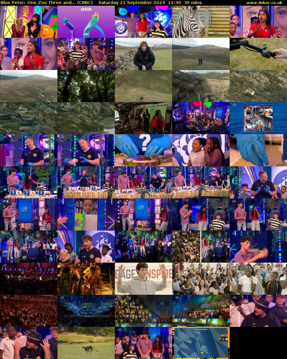 Blue Peter: One Zoo Three and... (CBBC) Saturday 21 September 2024 11:30 - 12:00