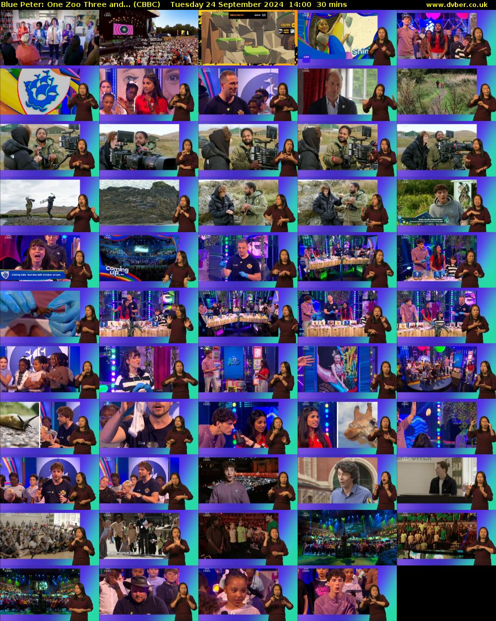 Blue Peter: One Zoo Three and... (CBBC) Tuesday 24 September 2024 14:00 - 14:30