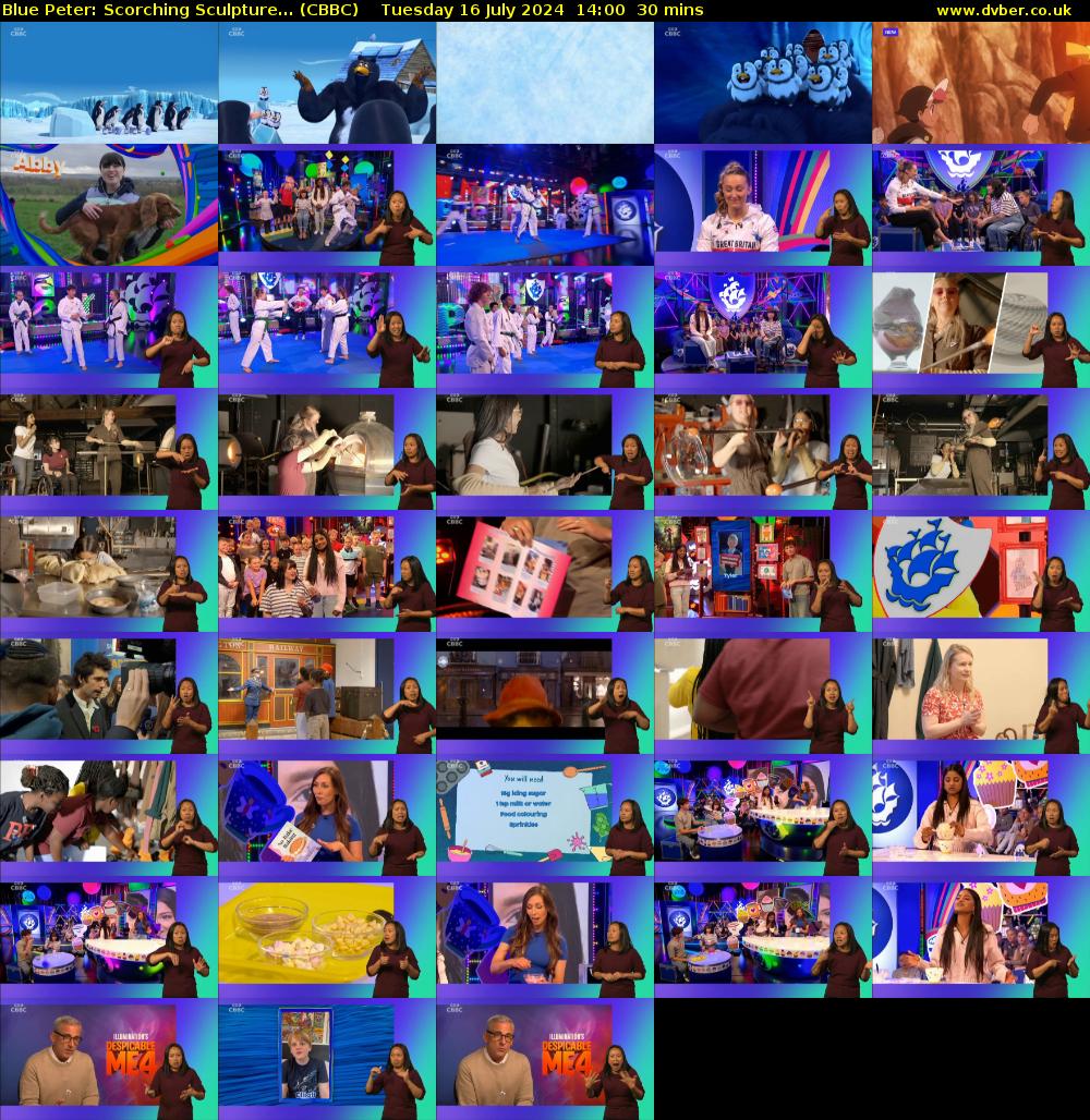 Blue Peter: Scorching Sculpture... (CBBC) Tuesday 16 July 2024 14:00 - 14:30