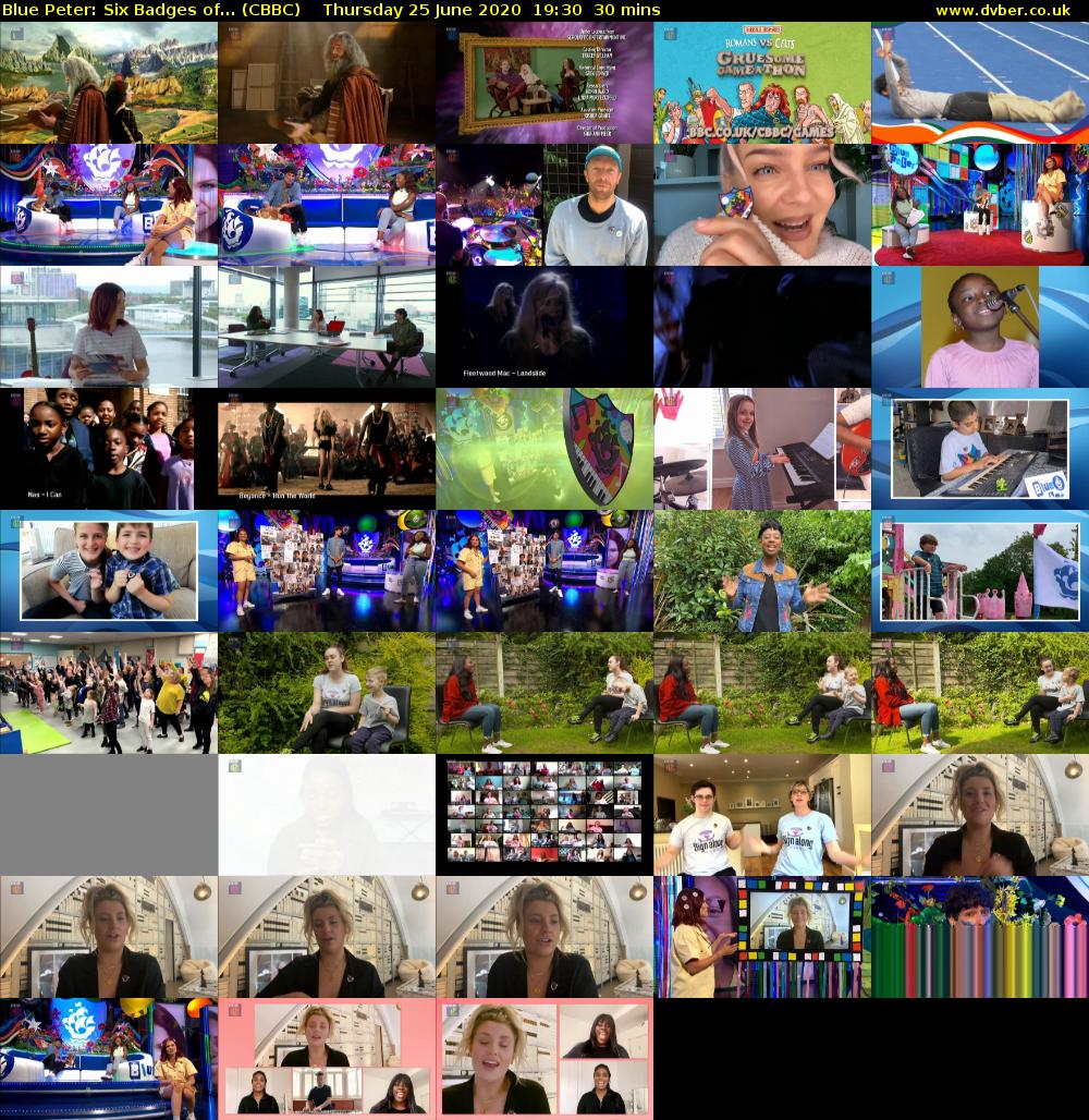 Blue Peter: Six Badges of... (CBBC) Thursday 25 June 2020 19:30 - 20:00