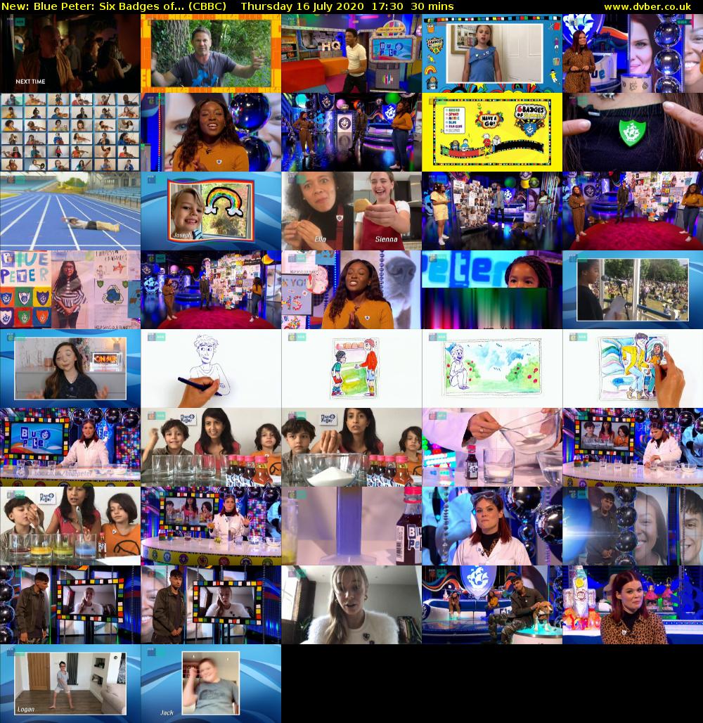 Blue Peter: Six Badges of... (CBBC) Thursday 16 July 2020 17:30 - 18:00