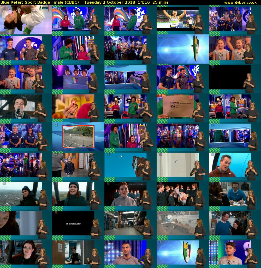 Blue Peter: Sport Badge Finale (CBBC) Tuesday 2 October 2018 14:10 - 14:35