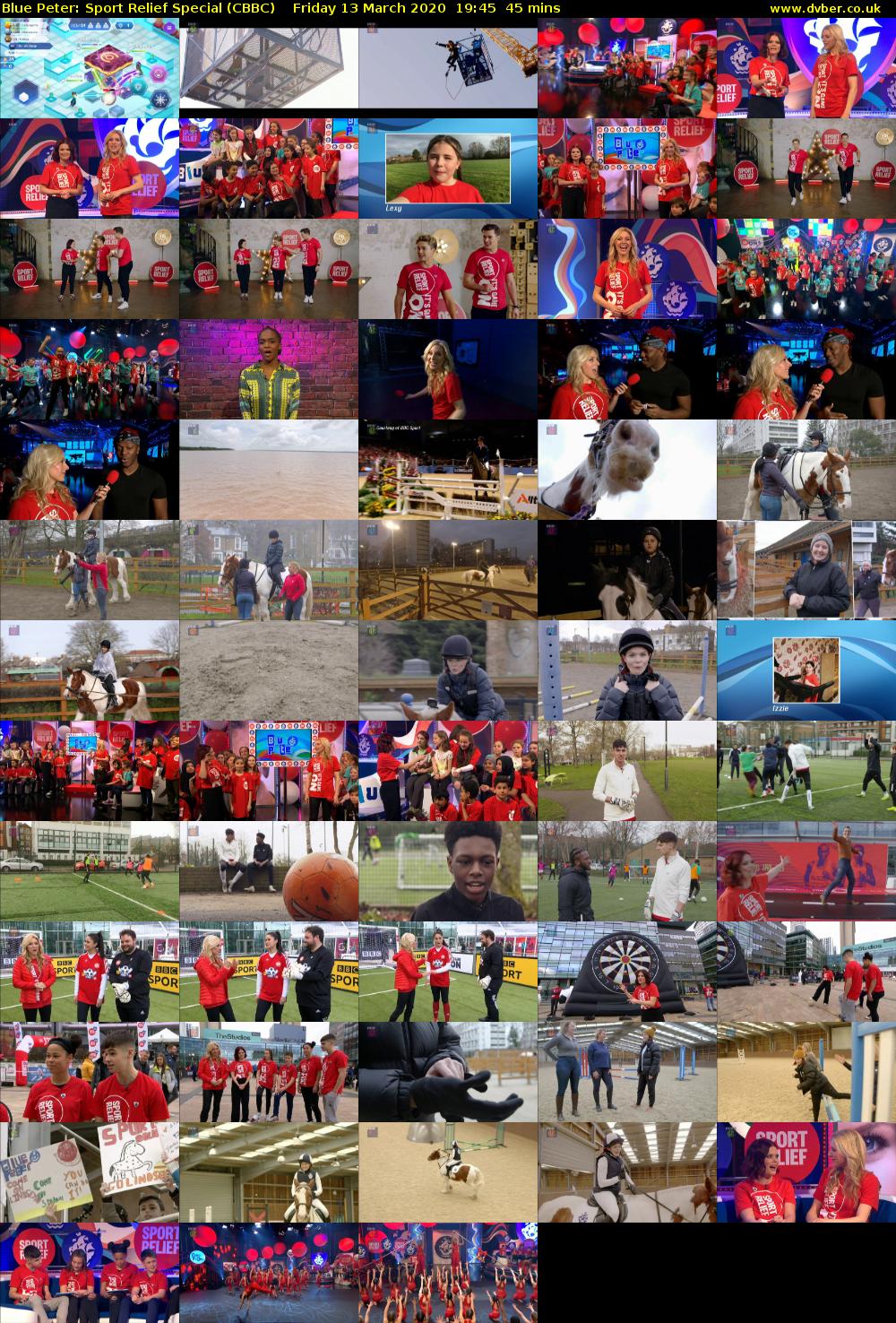 Blue Peter: Sport Relief Special (CBBC) Friday 13 March 2020 19:45 - 20:30