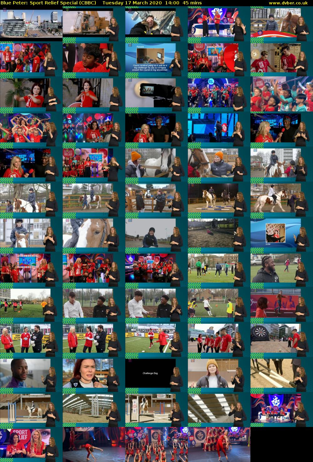 Blue Peter: Sport Relief Special (CBBC) Tuesday 17 March 2020 14:00 - 14:45