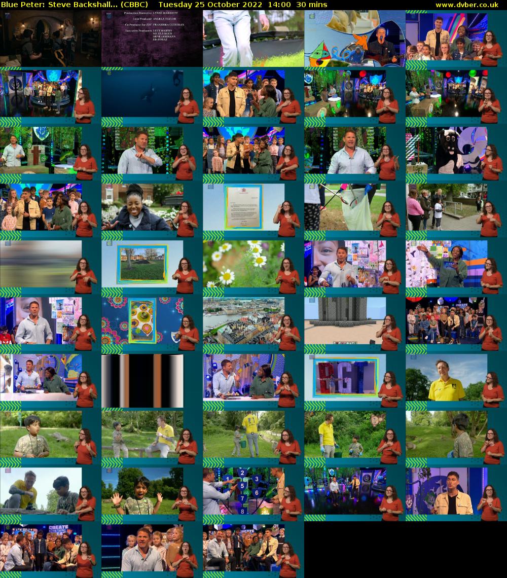 Blue Peter: Steve Backshall... (CBBC) Tuesday 25 October 2022 14:00 - 14:30