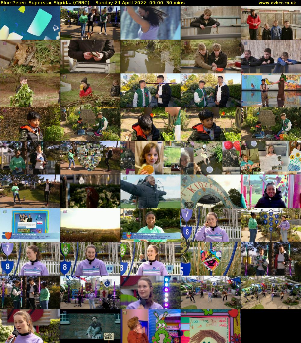 Blue Peter: Superstar Sigrid... (CBBC) Sunday 24 April 2022 09:00 - 09:30