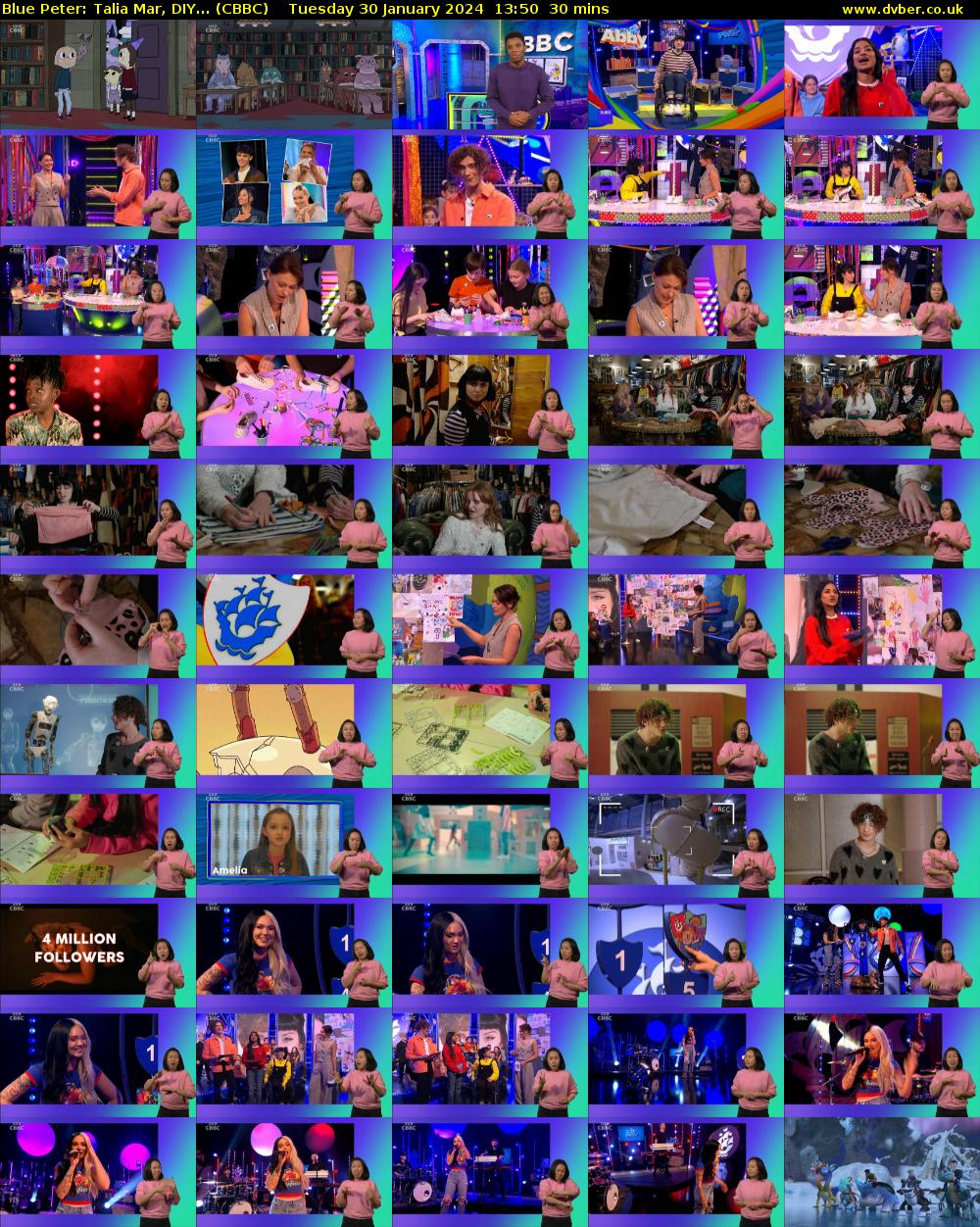Blue Peter: Talia Mar, DIY... (CBBC) Tuesday 30 January 2024 13:50 - 14:20