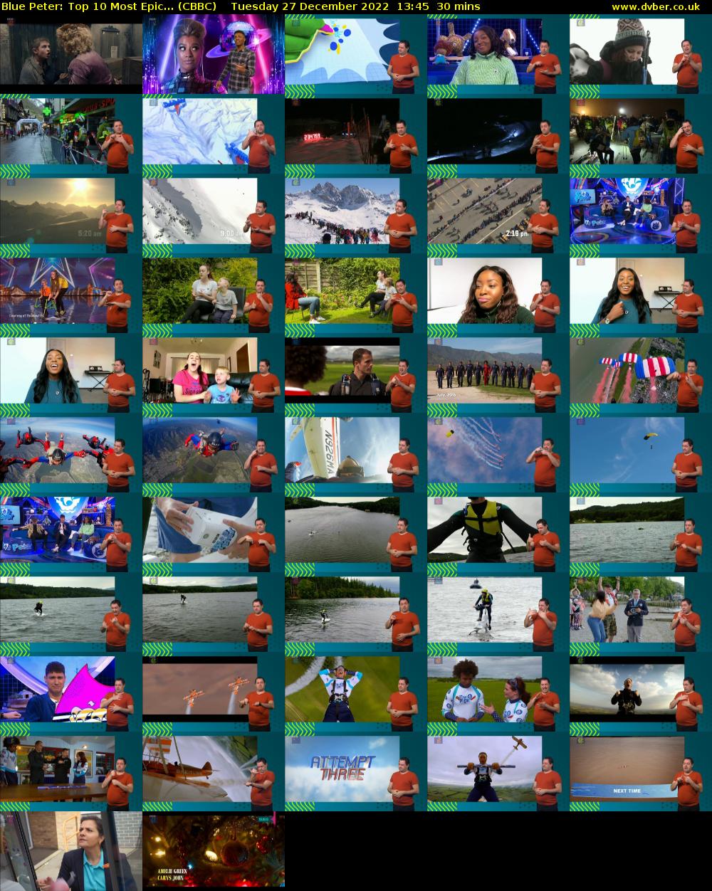 Blue Peter: Top 10 Most Epic... (CBBC) Tuesday 27 December 2022 13:45 - 14:15