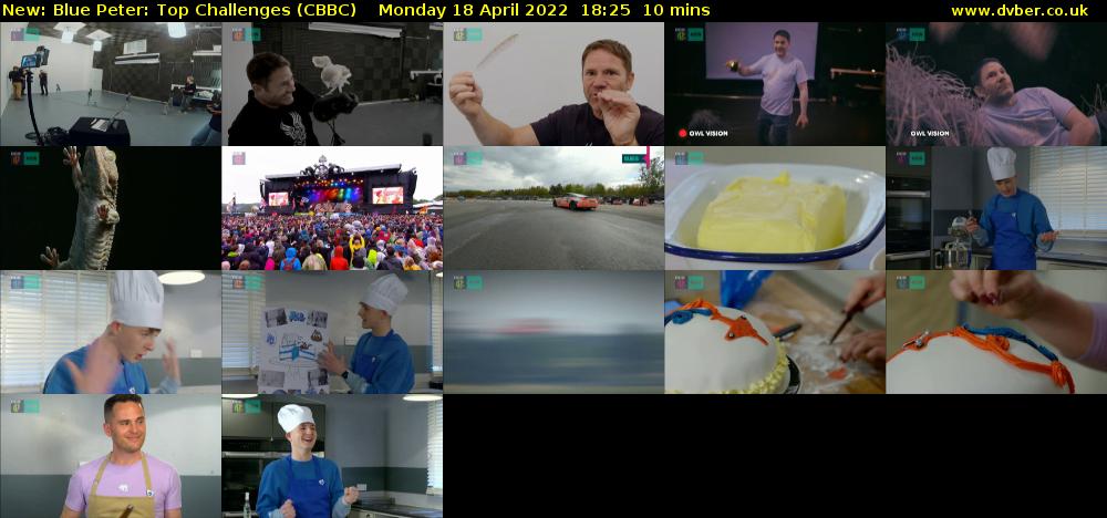 Blue Peter: Top Challenges (CBBC) Monday 18 April 2022 18:25 - 18:35