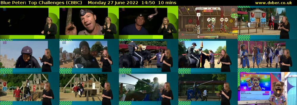 Blue Peter: Top Challenges (CBBC) Monday 27 June 2022 14:50 - 15:00