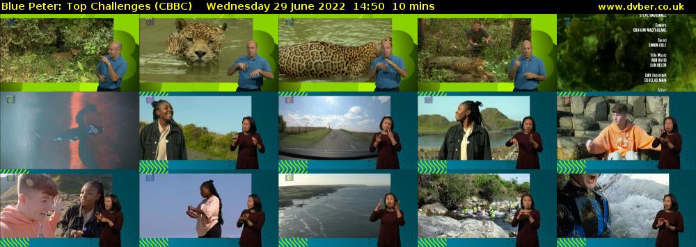 Blue Peter: Top Challenges (CBBC) Wednesday 29 June 2022 14:50 - 15:00