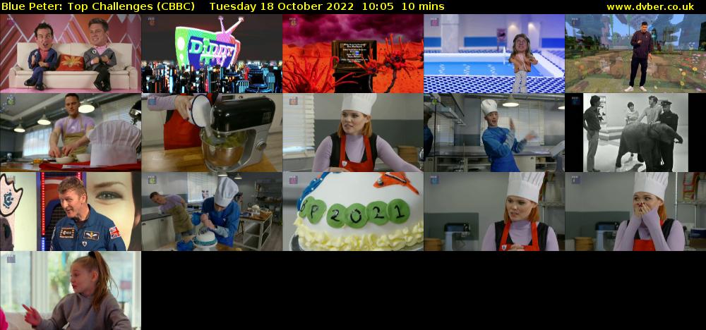 Blue Peter: Top Challenges (CBBC) Tuesday 18 October 2022 10:05 - 10:15
