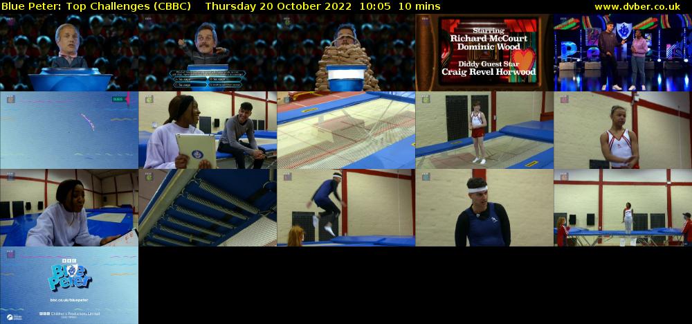 Blue Peter: Top Challenges (CBBC) Thursday 20 October 2022 10:05 - 10:15