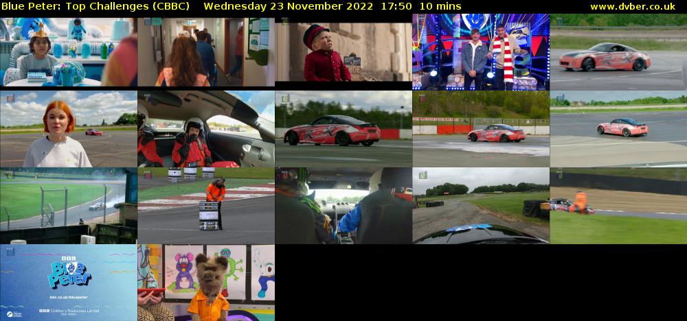 Blue Peter: Top Challenges (CBBC) Wednesday 23 November 2022 17:50 - 18:00