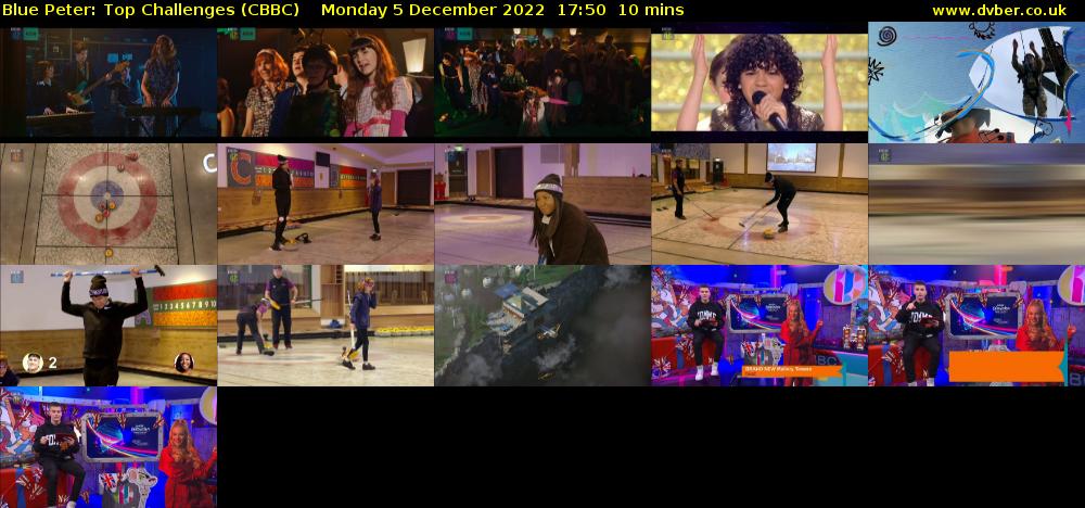 Blue Peter: Top Challenges (CBBC) Monday 5 December 2022 17:50 - 18:00