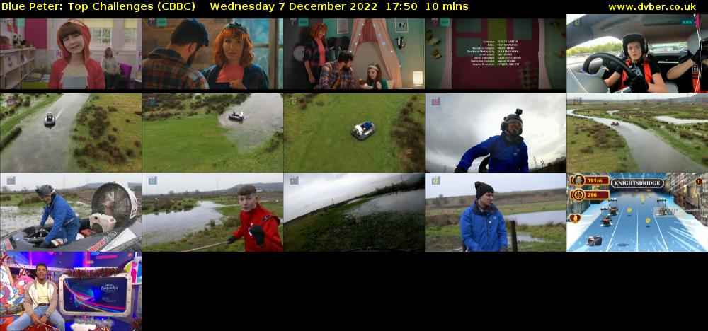 Blue Peter: Top Challenges (CBBC) Wednesday 7 December 2022 17:50 - 18:00