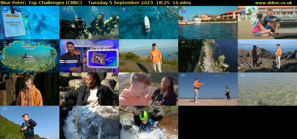 Blue Peter: Top Challenges (CBBC) Tuesday 5 September 2023 18:25 - 18:35