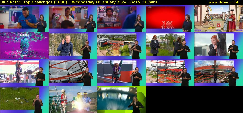Blue Peter: Top Challenges (CBBC) Wednesday 10 January 2024 14:15 - 14:25