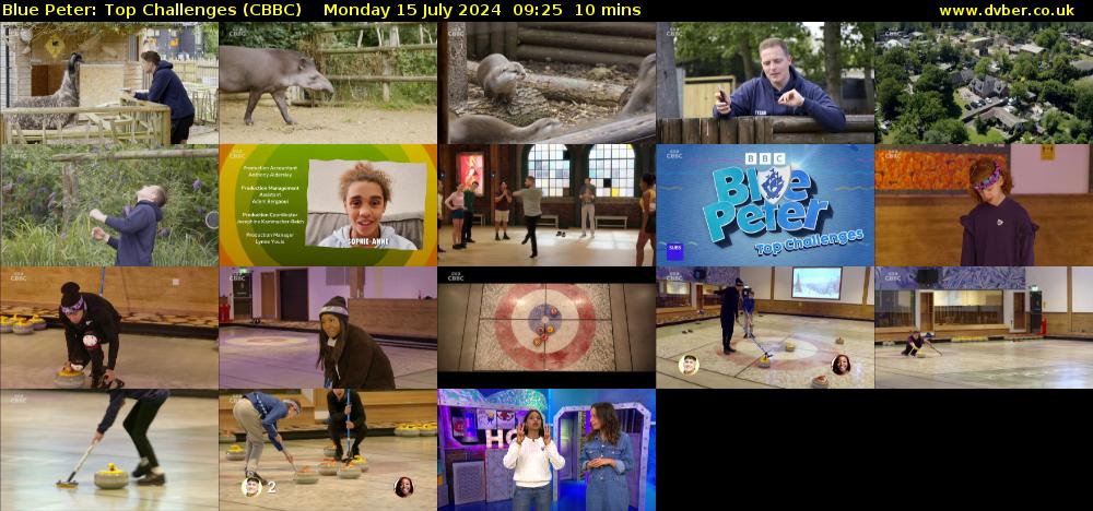 Blue Peter: Top Challenges (CBBC) Monday 15 July 2024 09:25 - 09:35
