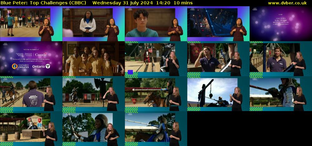 Blue Peter: Top Challenges (CBBC) Wednesday 31 July 2024 14:20 - 14:30