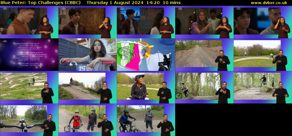 Blue Peter: Top Challenges (CBBC) Thursday 1 August 2024 14:20 - 14:30