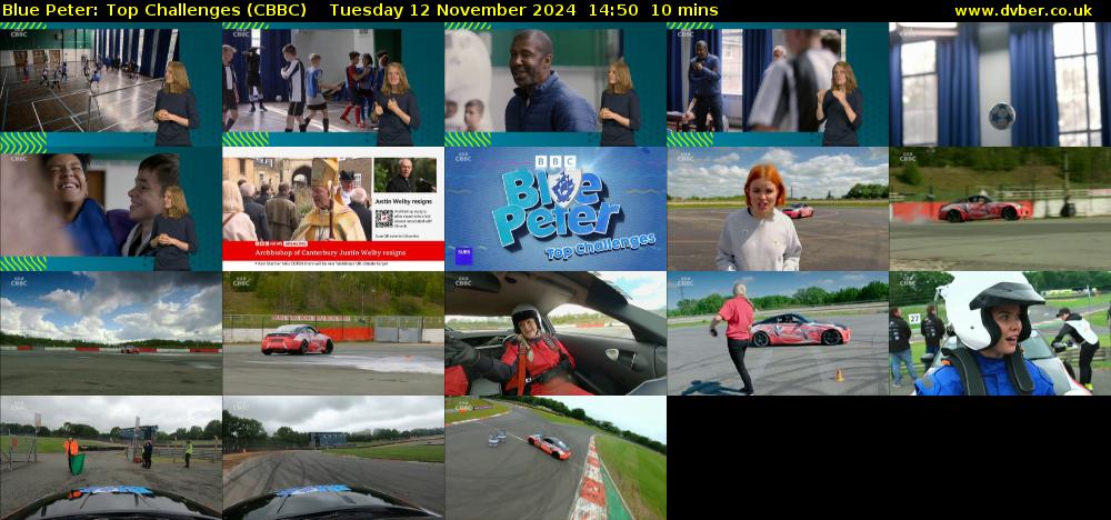 Blue Peter: Top Challenges (CBBC) Tuesday 12 November 2024 14:50 - 15:00