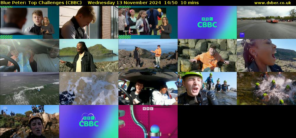 Blue Peter: Top Challenges (CBBC) Wednesday 13 November 2024 14:50 - 15:00