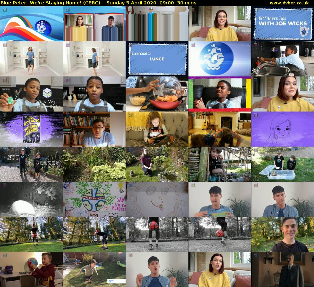 Blue Peter: We're Staying Home! (CBBC) Sunday 5 April 2020 09:00 - 09:30